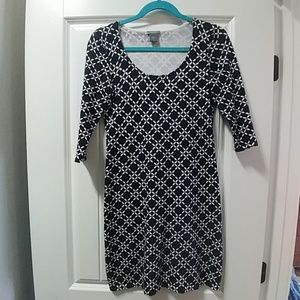 Ann Taylor navy blue patterned sweater dress